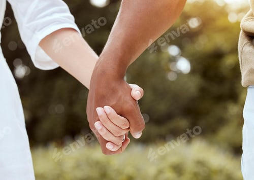 Preview: Diversity, holding hands and couple being romantic, support and being together for relationship, ma