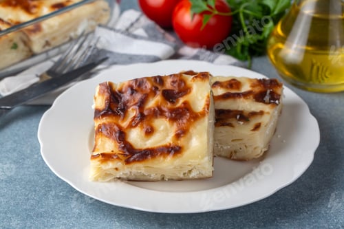 Preview: Delicious Turkish food; Tray pastry; (Turkish name; Su boregi)