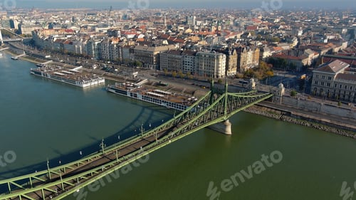 Preview: Aerial view of Budapest Szabadsag hid, Liberty Bridge or Freedom Bridge