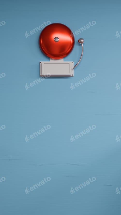 Preview: Red school Bell on blue wall