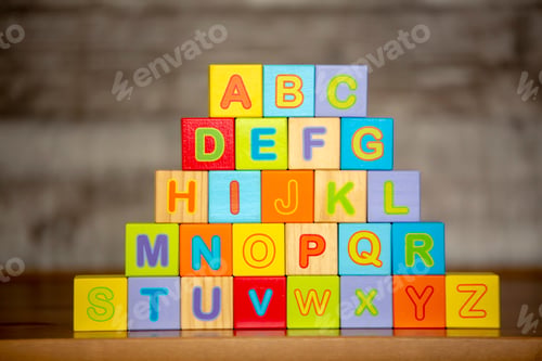 Preview: Colorful wooden alphabet, education concept photo.