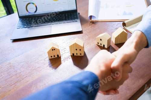 Preview: Successful agreement, estate, home buying contract. Real estate agent handshake, deal business