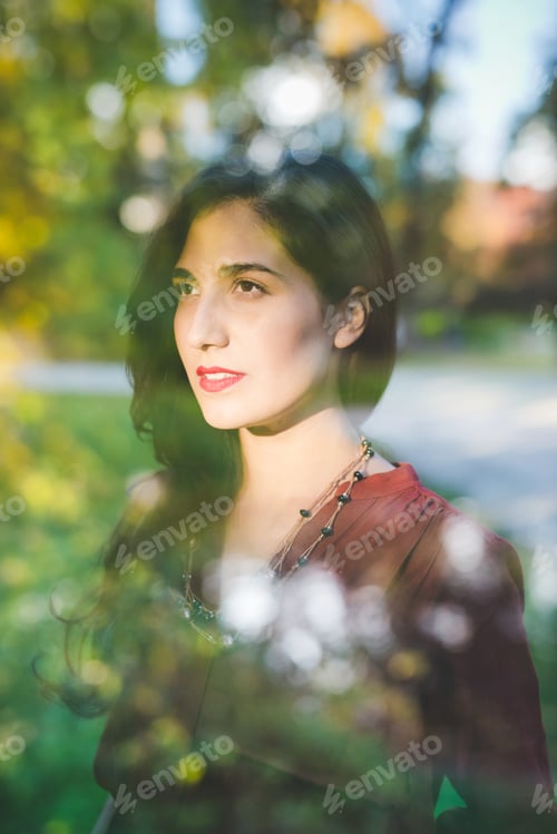 Preview: Double exposure portrait young woman