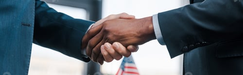 Preview: panoramic shot of multicultural diplomats shaking hands