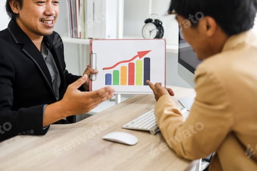 Preview: Business discussion of sales graphic