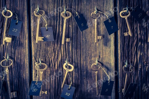 Preview: Vintage keys with number in hotel