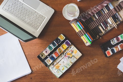Preview: top view illustrator desk