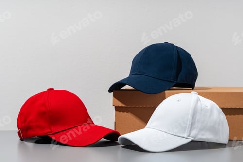 Preview: Baseball cap on gray background studio shot