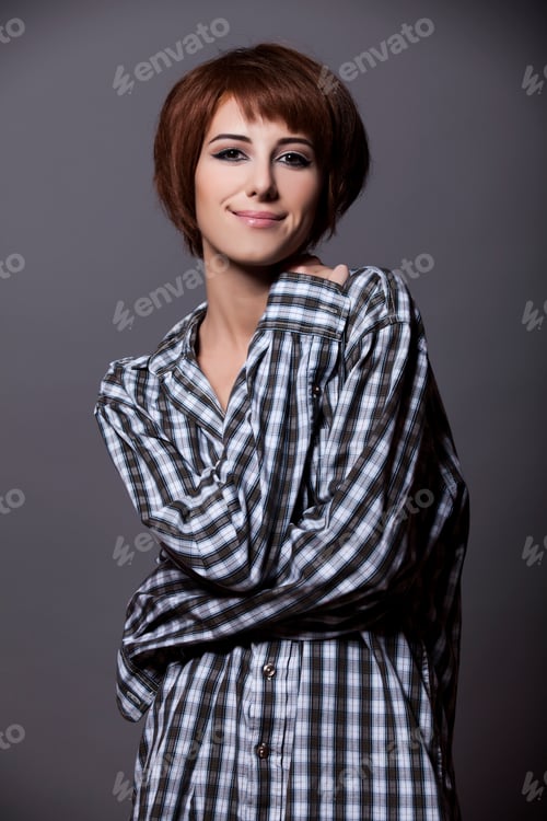 Preview: Style girl in shirt at studio.