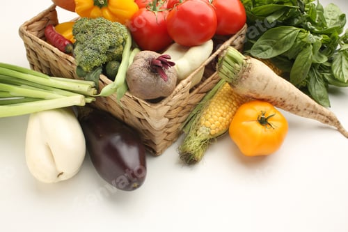 Preview: a fresh group of vegetables on white background