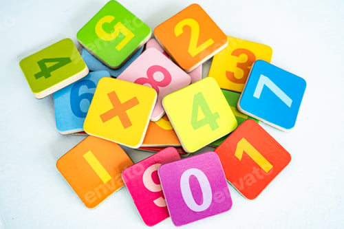 Preview: Math number colorful, education study mathematics learning teach concept.