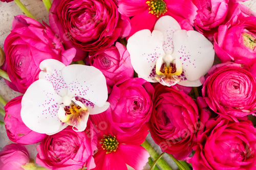 Preview: Flowers flat lay composition