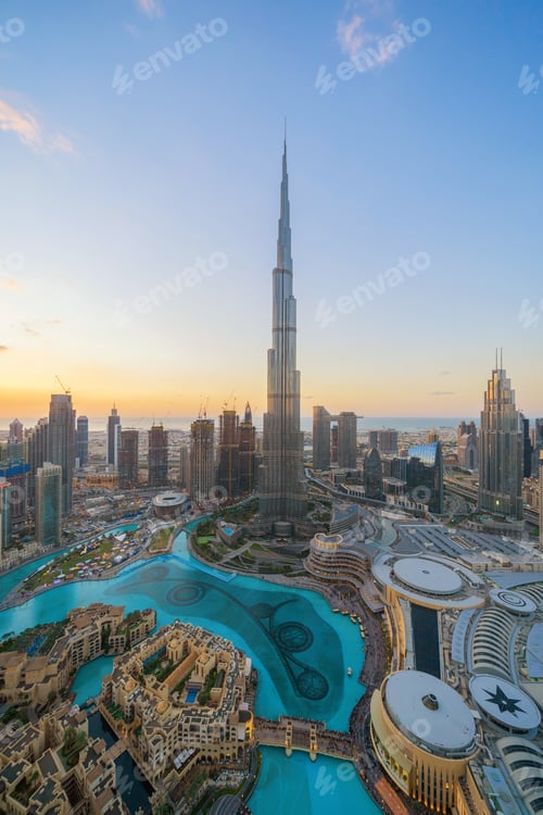 Preview: Dubai Downtown skyline, United Arab Emirates or UAE. Urban city.