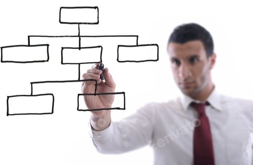 Preview: business man draw chart with marker