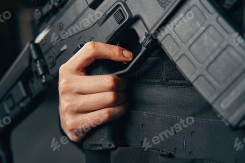 Preview: Female shooter getting ready to fire her weapon