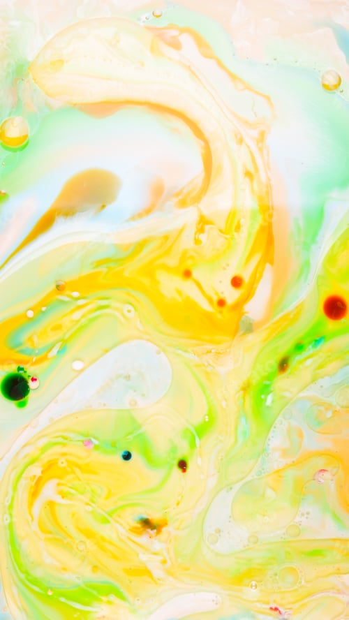 Preview: Multicolored Background With Oil On Liquid. Abstract Golden Green Background On Liquid. Pattern