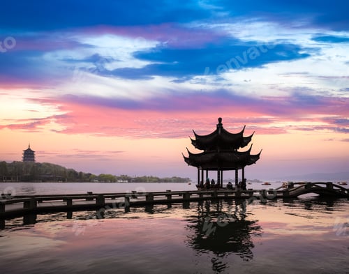 Preview: hangzhou scenery in sunset