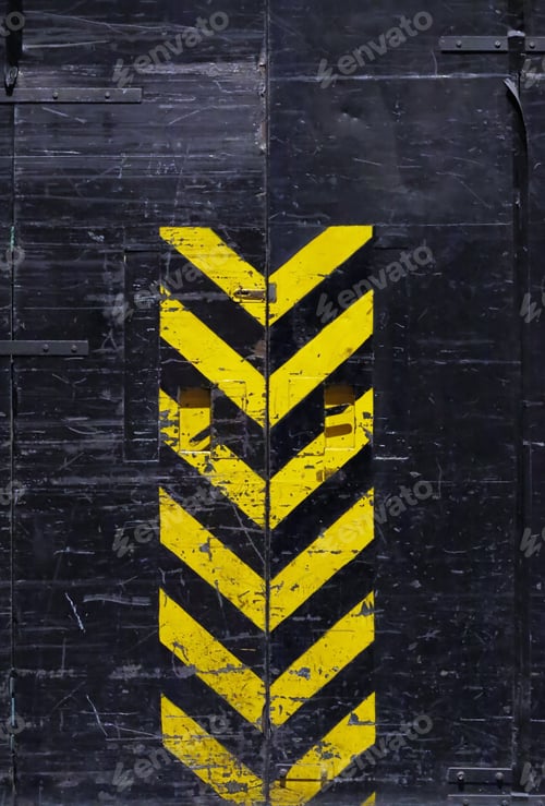 Preview: Old Door - Yellow And Black Stripes
