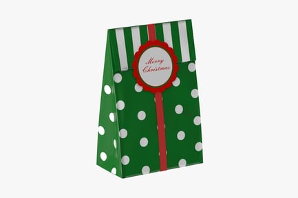 Preview: Green Polka Dot Christmas Gift Bag with Ribbon