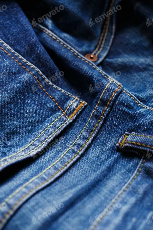 Preview: Detailed Shot of Stylish Denim Jacket Fabric
