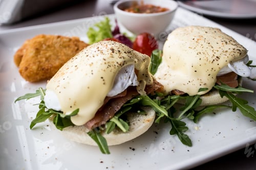 Preview: close up of a lunch / eggs and bacon / breakfast / yummy food