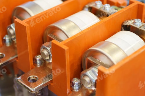 Preview: Electrical fuses installed inside an orange protective housing