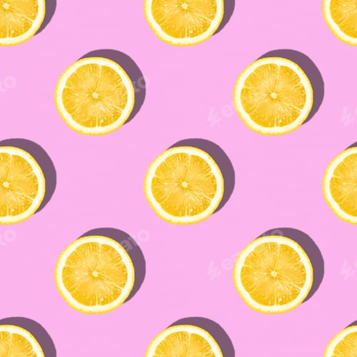 Preview: Pattern made of lemon slices on pink background