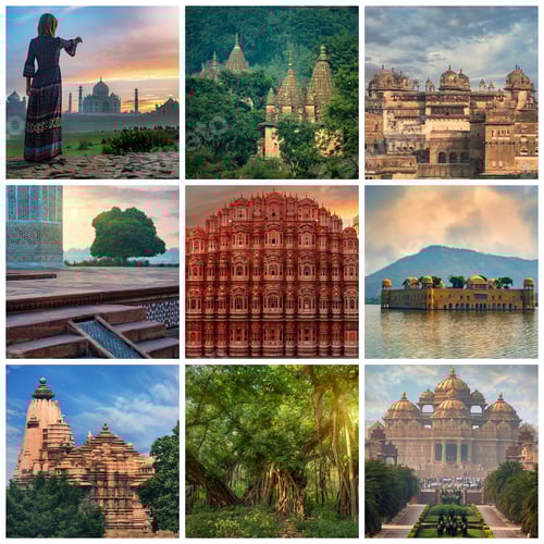 Preview: Visit India travel concept collage