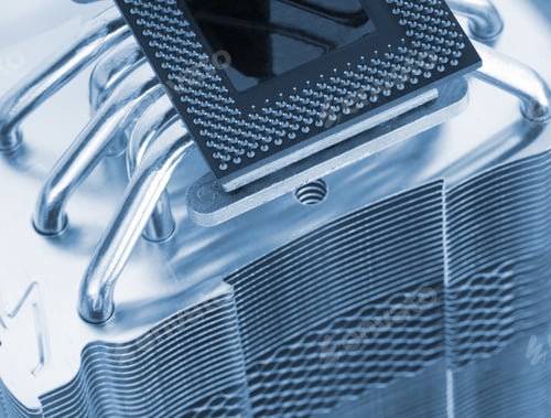 Preview: Close-Up Of Modern Computer Processor With Big Cooler. Toned In Blue
