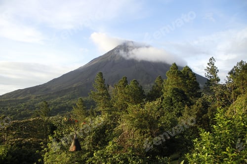 Preview: The border volcano in Monteverde covered by a cloud. Costa Rica