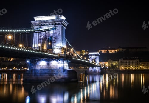 Preview: The night view of the Chain bridge, the Danube and Buda side fro