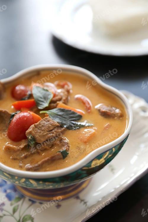 Preview: Roasted Duck In Red Curry With Rice , Traditional Thai Food
