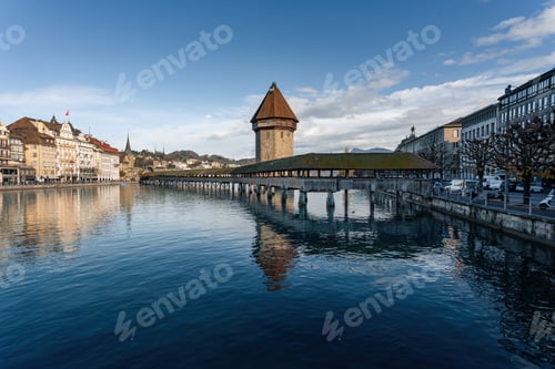 Preview: Chapel Bridge (Kapellbrucke) and Reuss River - Lucerne, Switzerland