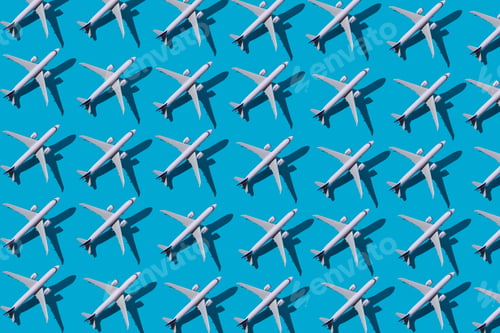 Preview: Christmas background. Christmas tree from planes. Postcard for airlines. An airport. Blue background