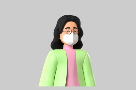 Preview: Masked woman with glasses cartoon