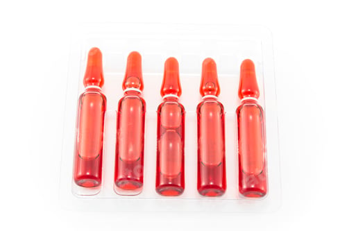 Preview: Close-up of Red Liquid Filled Medicine Ampules