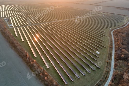 Preview: Aerial view of large sustainable electrical power plant