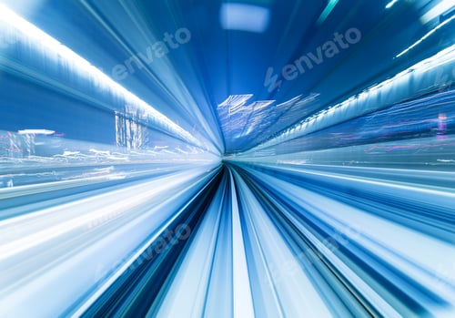 Preview: Motion blur of train moving inside tunnel in Tokyo
