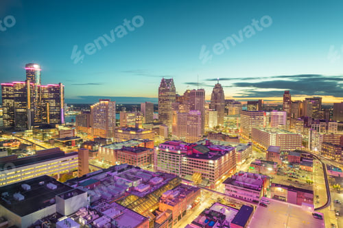 Preview: Detroit, Michigan, USA downtown Skyline