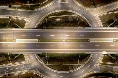 Preview: highway intersection road in the night light.