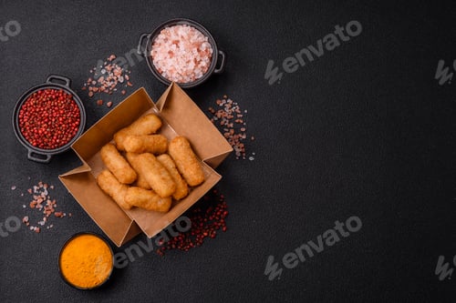 Preview: Delicious crispy cheese sticks with mozzarella, salt and spices