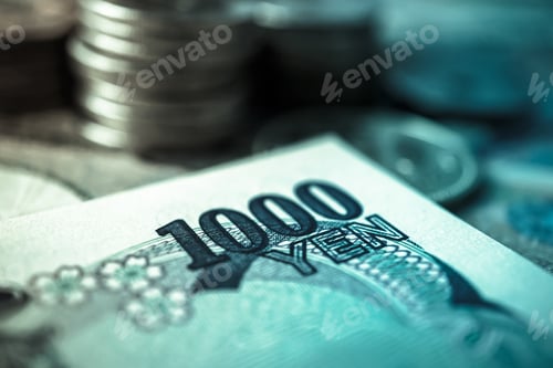 Preview: Yen Notes And Yen Coins For Money Concept Background