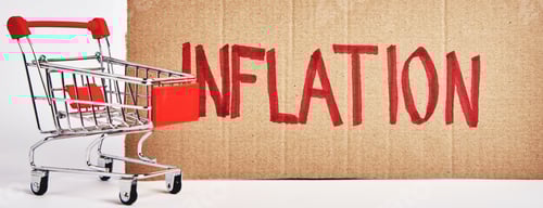 Preview: Consumers inflation concept, shopping trolley and word inflation