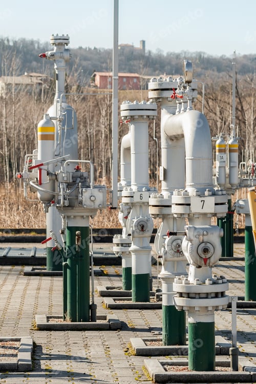 Preview: Control station and gas pipe line junction. Pipe , tank and valve.
