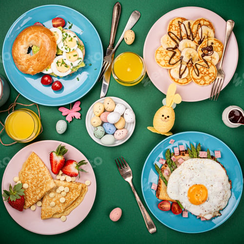 Preview: Easter breakfast flat lay