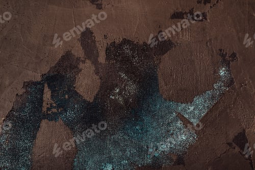 Preview: Dark brown decorative stucco with blue fabric mesh. Aged atmospheric texture or background