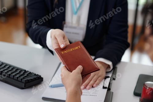 Preview: Woman Giving Document To Social Worker