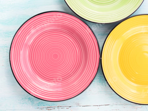 Preview: Pastel Color ceramic food plates top view