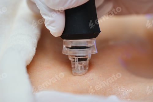 Preview: A cosmetologist performs hydropiling in a beauty salon. Skin care.