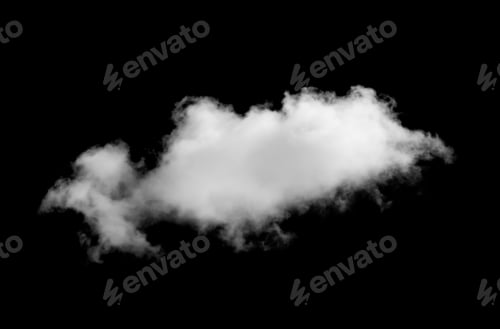 Preview: White Cloud Isolated on Black Background
